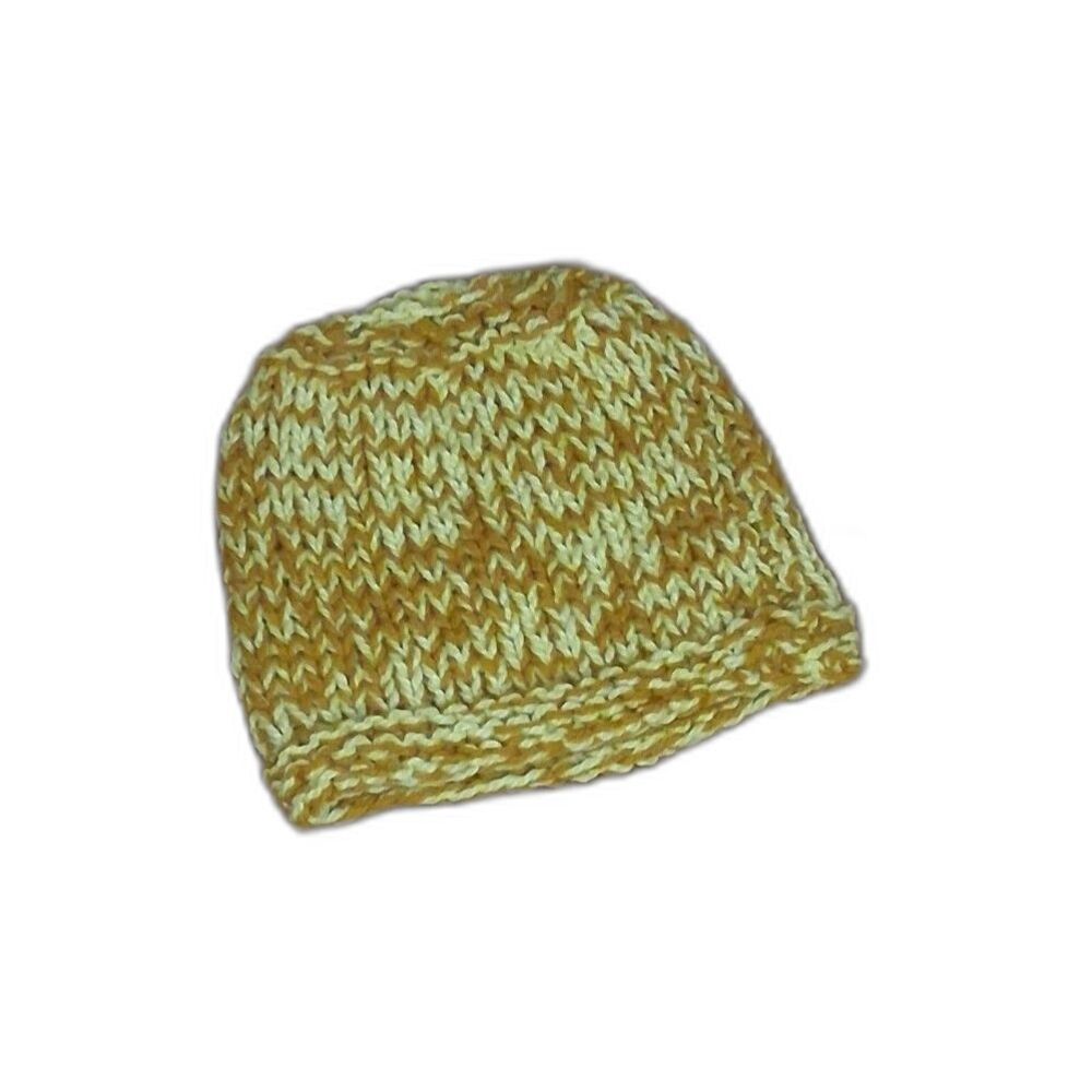 Hand Knit Beanie | Mustard & Creamy Yellow | Cozy Winter Hat | One Size